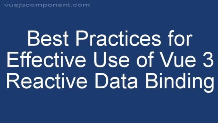 Best Practices for Effective Use of Vue 3 Reactive Data Binding