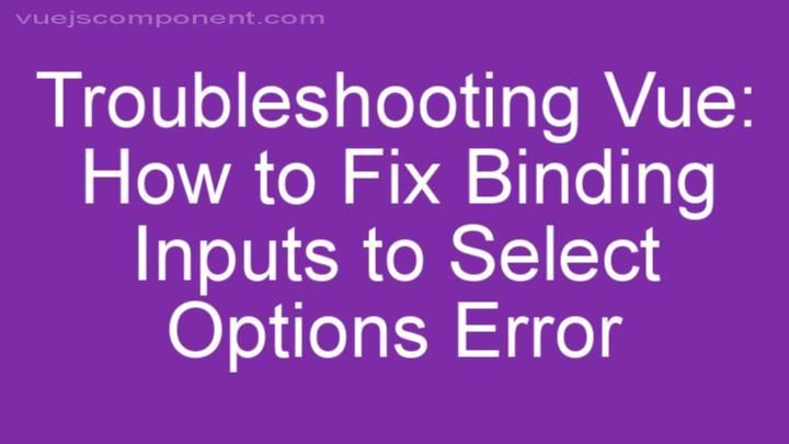 Troubleshooting Vue: How to Fix Binding Inputs to Select Options Error